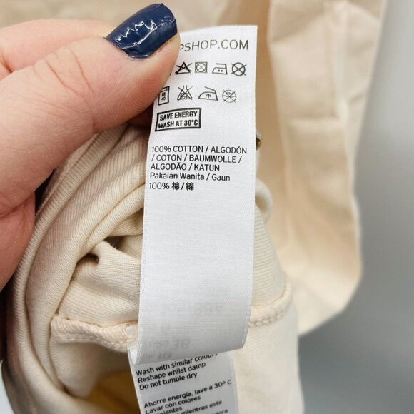 TOPSHOP Womens Size 6 Strappy Cami Tunic Dress Nude Cotton Basic Layer $25 1758 - Picture 8 of 8